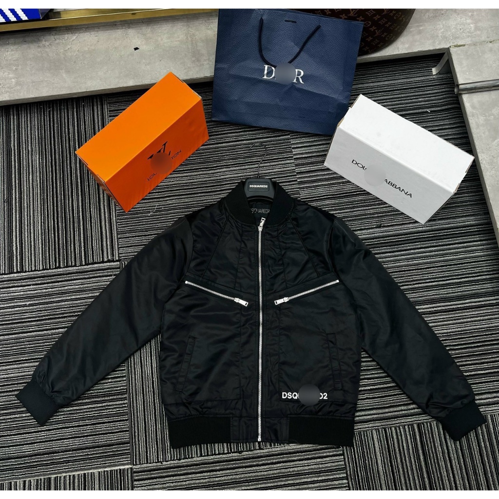 Áo Khoác Gió DSQ2 Họa Tiết Khóa Zip Siêu Cấp Chất Liệu Gió 2 Lớp, Thời Trang Mùa Đông Nam New 2023