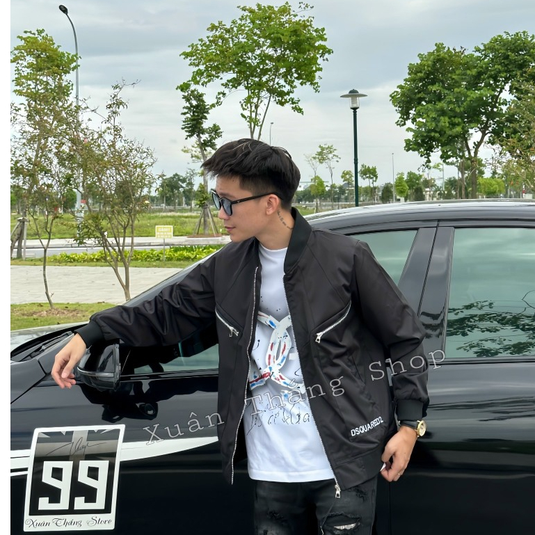 Áo Khoác Gió DSQ2 Họa Tiết Khóa Zip Siêu Cấp Chất Liệu Gió 2 Lớp, Thời Trang Mùa Đông Nam New 2023