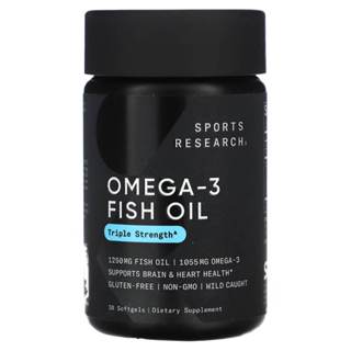 Viên uống Dầu cá Alaska Sports Research Omega-3 Fish Oil, Triple Strength 30-60-90-180 viên USA Omega 3 triglyceride