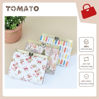 Ví ngắn cầm tay khung đồng vải hoa nhí vintage ví fiore - tomato handmade