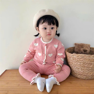 Bộ len tim Hồng của bé gái 5-13kg