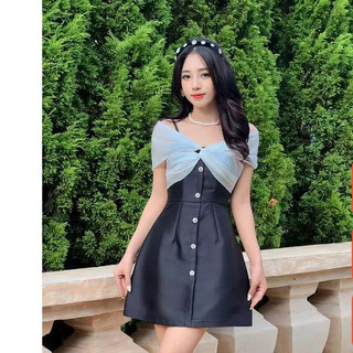 Váy Trễ Vai Phối Voan Ngực Sang Trọng  Lucido Fashion V41