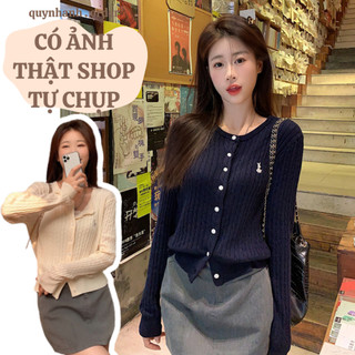 Áo cardigan len dáng ôm croptop nữ, len khoác kiểu dệt kim phong cách Hàn Quốc