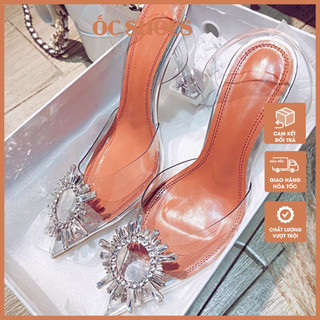 Giày pha lê cao gót, giày hở gót quai hậu, gót nhọn 8cm mã KK14