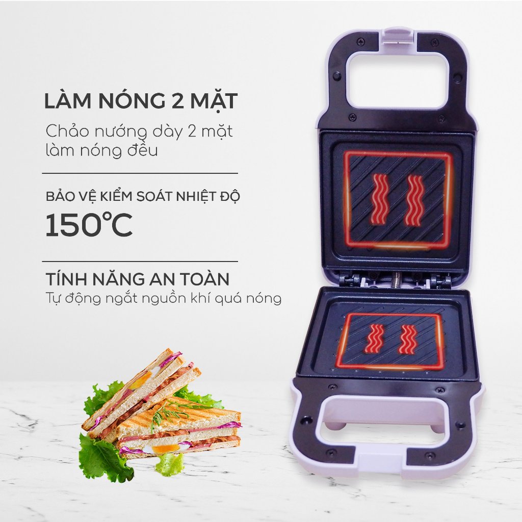 Máy nướng bánh mì sandwich SEKA SK560, máy kẹp sandwich, nướng bánh mỳ đa năng tiện dụng, nướng bánh mini