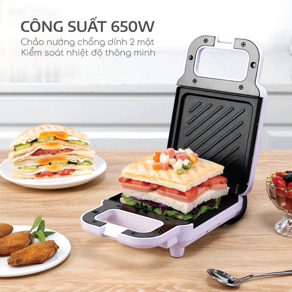 Máy nướng bánh mì sandwich SEKA SK560, máy kẹp sandwich, nướng bánh mỳ đa năng tiện dụng, nướng bánh mini