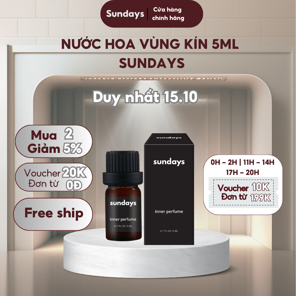 Nước hoa vùng kín Sundays thơm lâu quyến rũ chai 5ml