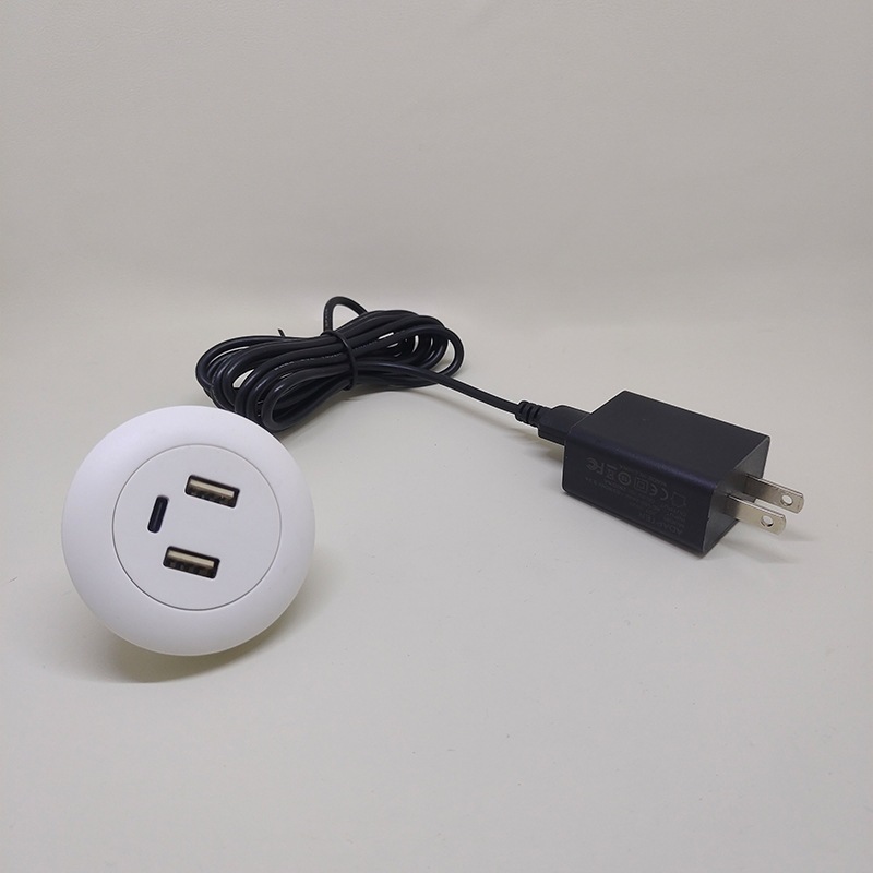 Bộ sạc USB đa cổng lắp cho phụ kiện nội thất,2 cổng type A + 1 cổng type C,cắm nguồn trực tiếp 220V