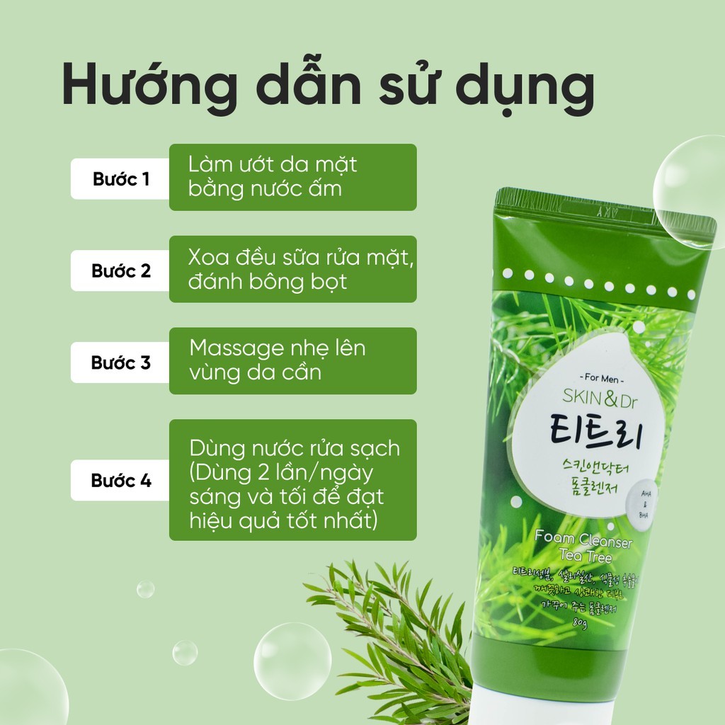Sữa rửa mặt tràm trà cho da mụn Skin&dr 80g 30Shine phân phối chính hãng dưỡng ẩm trấng da