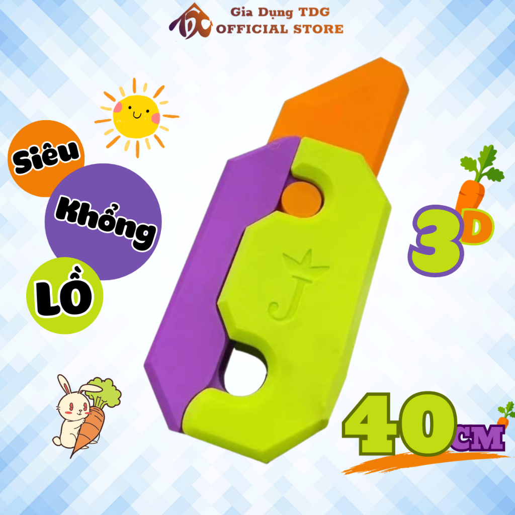 Dao Cà Rốt 3D Khổng Lồ 40CM Dao Củ Cải Đồ Chơi Trọng Lực Vô Tri Giải Tỏa Stress Chất Liệu Nhựa Abs Hottrend