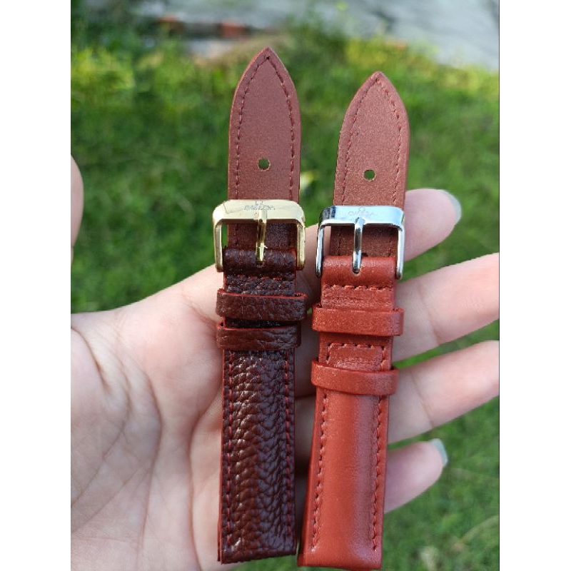Dây da đồng hồ màu nâu đỏ kèm khoá logo OMEGA đủ size( dạ bò thật)