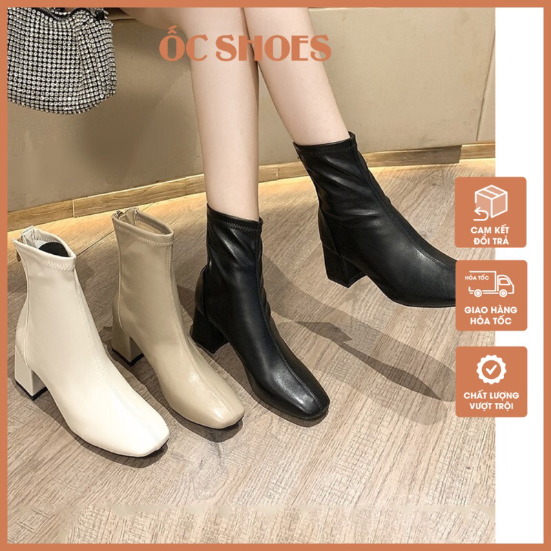 Bốt  da mềm, cổ cao, gót vuông 5cm ( ảnh thật cuối bài)