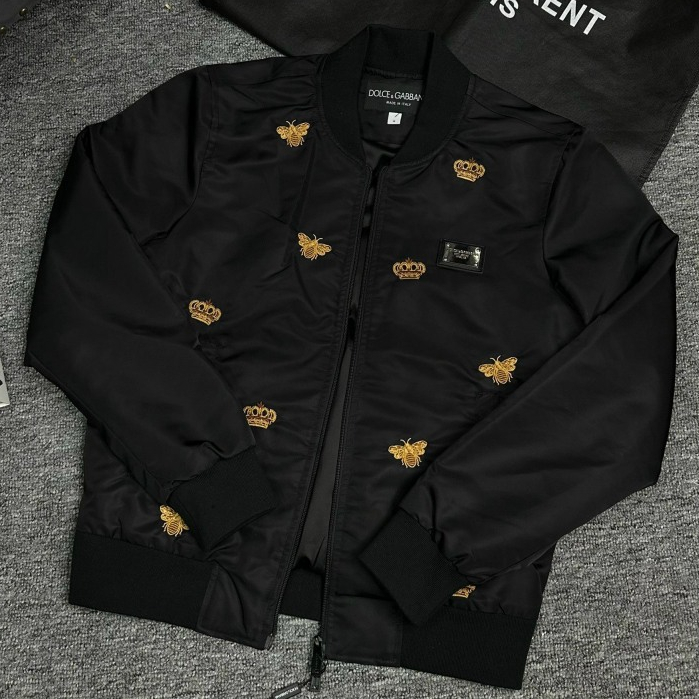 Áo Khoác Bomber Bản Thêu Vương Miện Đì O Thêu Ong_Áo Gió Nam Nữ Bản Thêu Hoàn Thiện