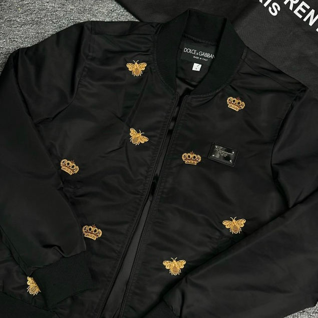 Áo Khoác Bomber Bản Thêu Vương Miện Đì O Thêu Ong_Áo Gió Nam Nữ Bản Thêu Hoàn Thiện