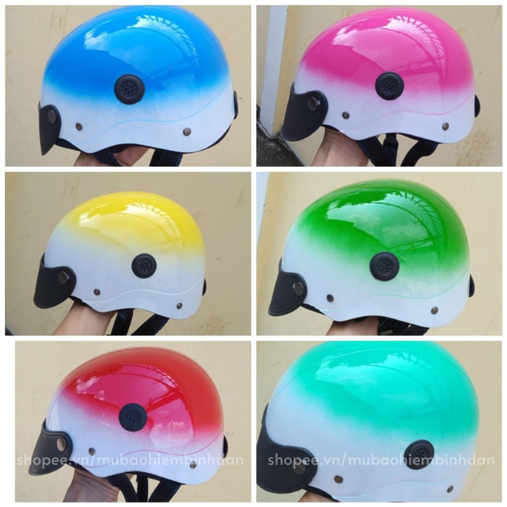 Mũ bảo hiểm phối màu trơn có lỗ thông gió