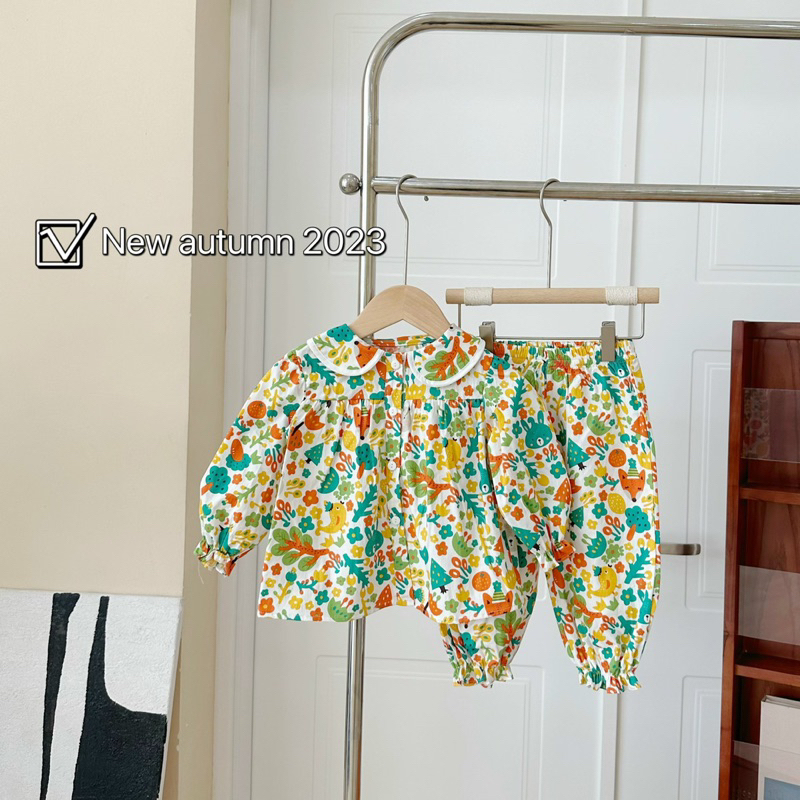 Bộ tiểu thư cổ sen dài tay cho bé gái B1-65