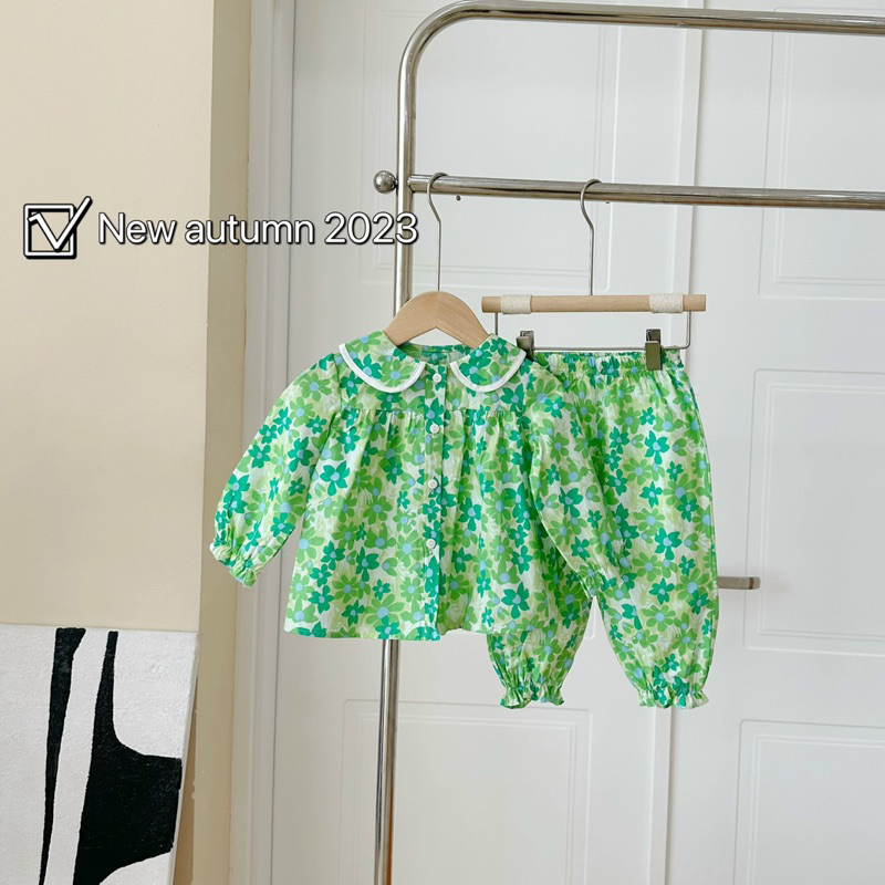 Bộ tiểu thư cổ sen dài tay cho bé gái B1-65