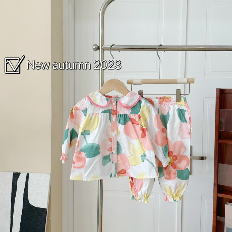 Bộ tiểu thư cổ sen dài tay cho bé gái B1-65