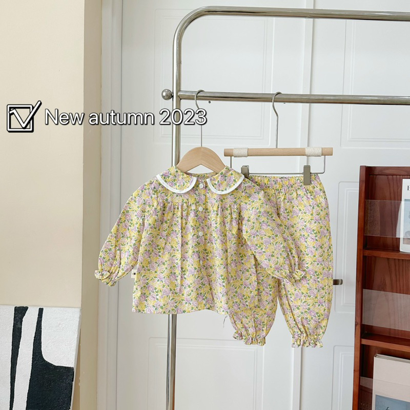 Bộ tiểu thư cổ sen dài tay cho bé gái B1-65