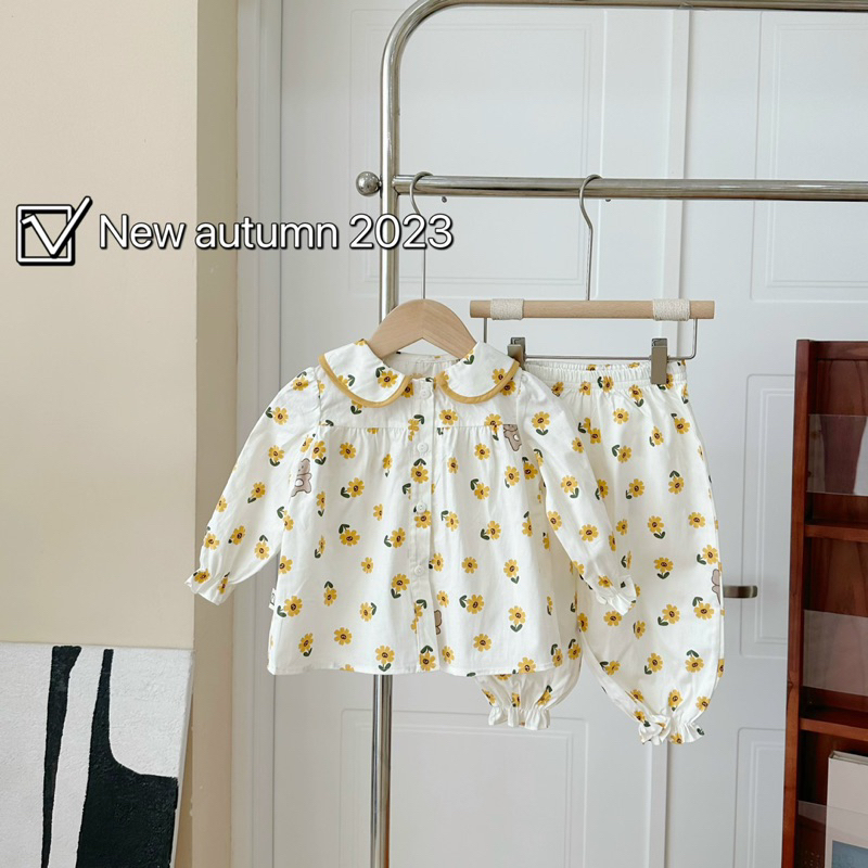 Bộ tiểu thư cổ sen dài tay cho bé gái B1-65