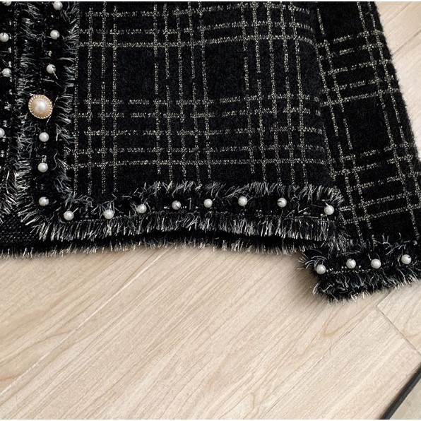 🌸Hàng Order🌸 Bigsize Áo Khoác Lông Thỏ Đính VIền Ngọc Phối Túi Tiểu Thư Nữ Tính🌸 Hàng Quảng Châu