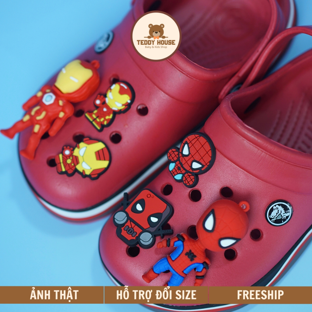 Dép Sục Người Nhện Cho Bé Trai BS00 Sục Trẻ Em Siêu Nhân Ô Tô Cross Crocs Chống Trơn Trượt Êm Chân BabyShoes