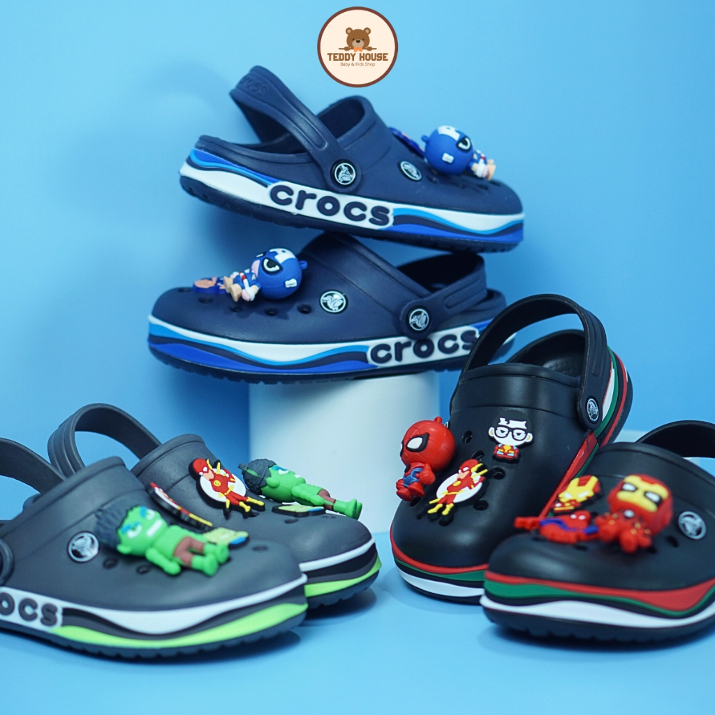 Dép Sục Người Nhện Cho Bé Trai BS00 Sục Trẻ Em Siêu Nhân Ô Tô Cross Crocs Chống Trơn Trượt Êm Chân BabyShoes