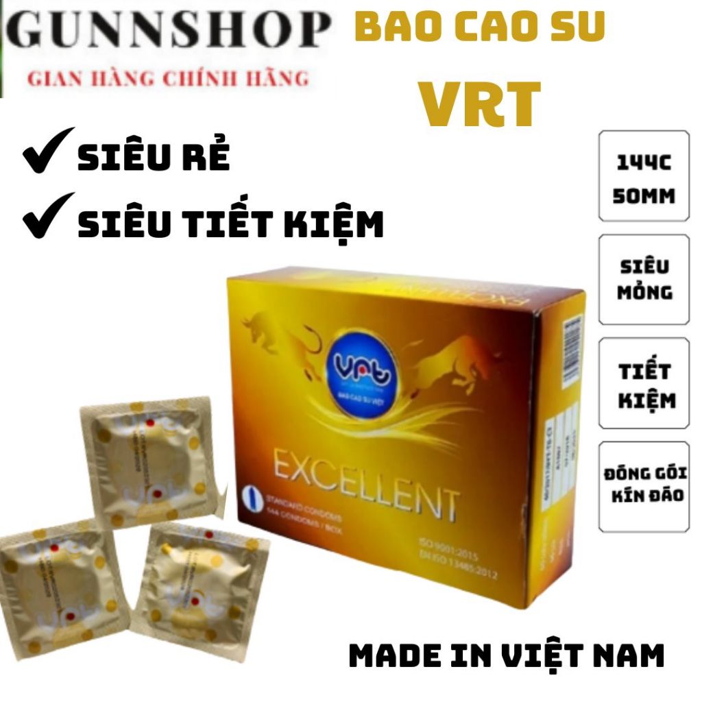 Bao cao su khách sạn, gia đình, nhà nghỉ VRT Excellent (che tên sản phẩm)-hộp 144 chiếc