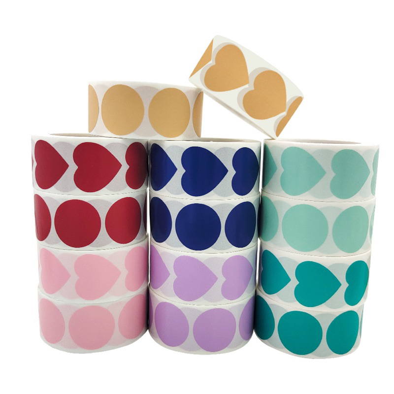 Set 500 sticker trái tim, tem thank you, nhãn dán nhiều màu