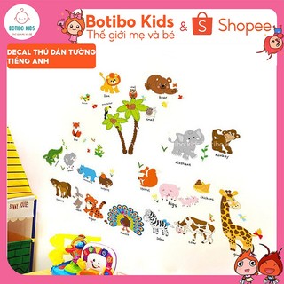 Decal dán tường thú tiếng anh 03 botibo kids