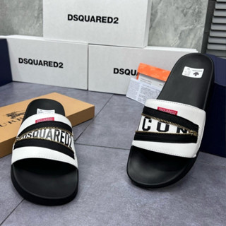 Dép dsquared2, Dép nam boy phố ICON quai da 2 lớp, đế đúc 3cm dập vân sóng chống trơn trượt nún đế tốt nhất