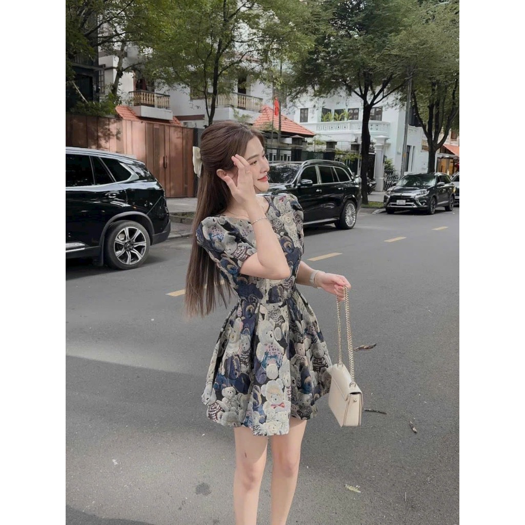 Đầm voan họa tiết siêu xịn phong cách Hàn Quốc,đường phố dành cho chị em đi chơi tuyệt xinh