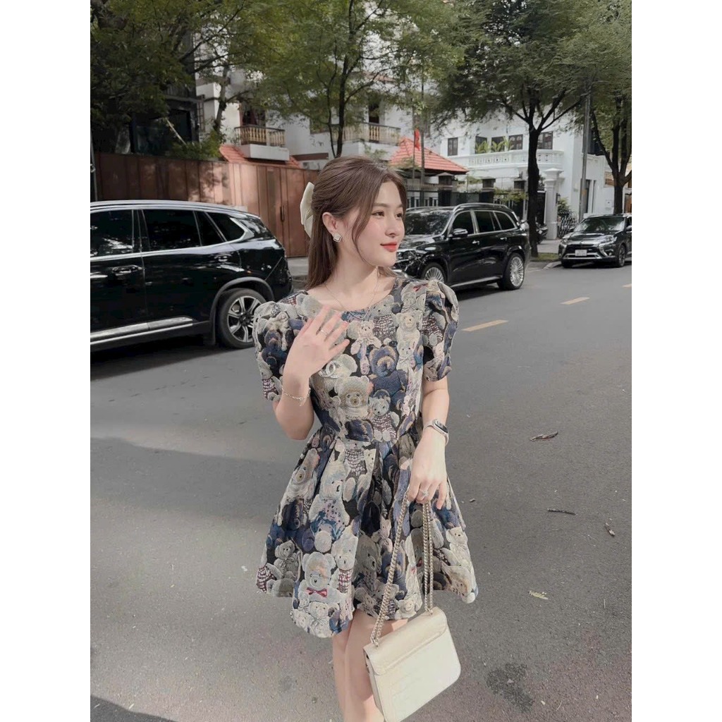 Đầm voan họa tiết siêu xịn phong cách Hàn Quốc,đường phố dành cho chị em đi chơi tuyệt xinh