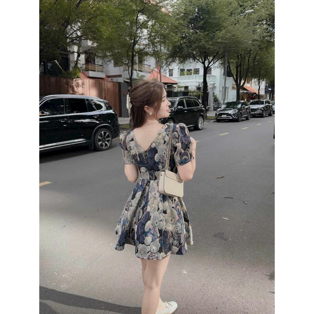 Đầm voan họa tiết siêu xịn phong cách Hàn Quốc,đường phố dành cho chị em đi chơi tuyệt xinh