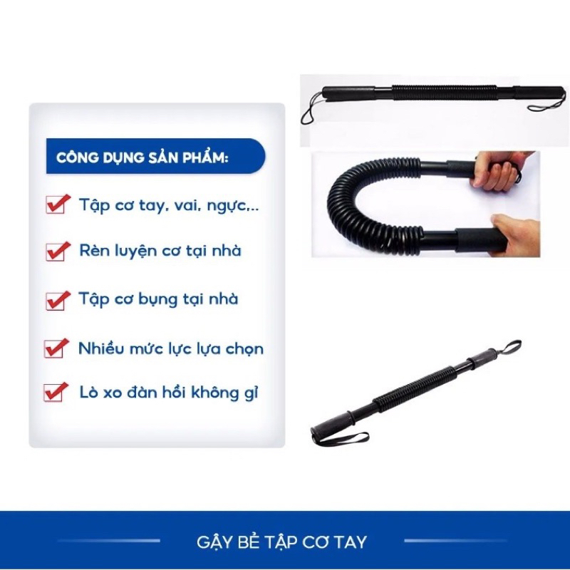 Gậy Lò Xo Tập Lực - Gậy Bẻ Tập Cơ Tay 20kg,30Kg,40kg,50kg,60kg - Hàng Cam kết Loại 1 nhập khẩu