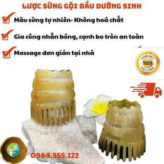 Lược sừng trâu massage, lược sừng trâu tròn chải đầu dưỡng sinh spa