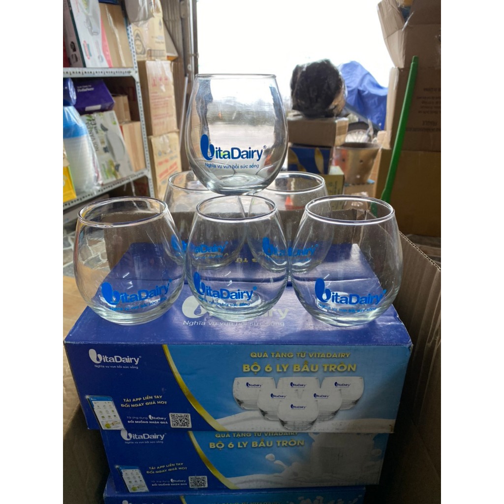 BỘ 6 LY BẦU TRÒN QUÀ TẶNG SỮA VITADAILY