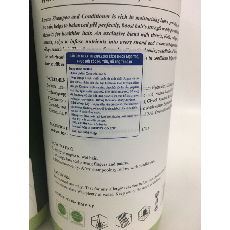 Dầu gội xả can 2000ml keratin bioplex k hương thơm mềm mượt