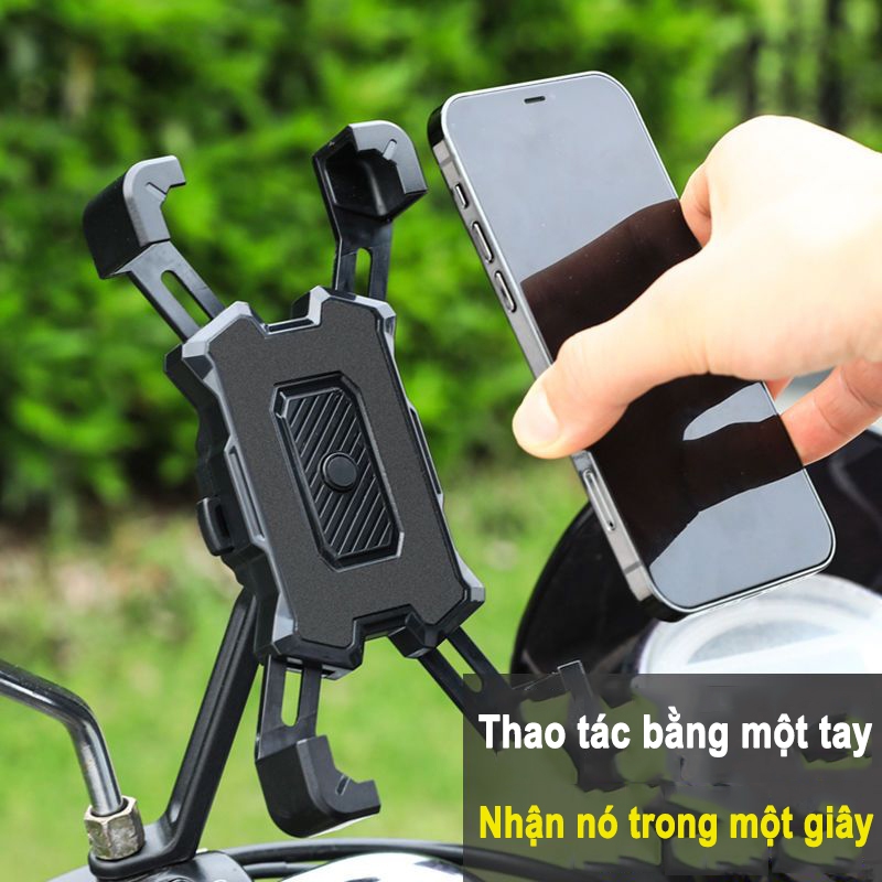 Giá đỡ điện thoại di động xe đạp và xe máy - chất liệu chống sốc, chống sốc tương thích với điện thoại di động 4,8-6 inc