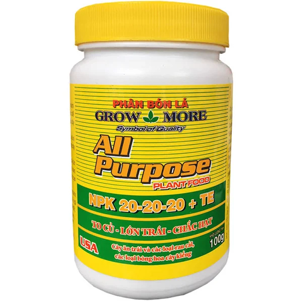 Phân bón lá GROWMORE NPK 20-20-20-TE
