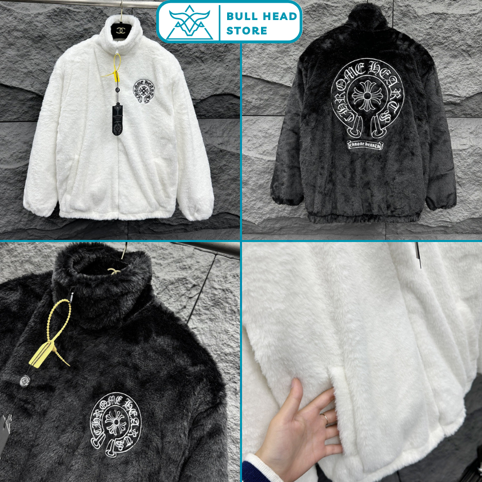 Áo Khoác Lông Chôm Hearts Thêu Logo Siêu Đẹp - Áo Khoác Lông Chôm Hearts Cao Cấp