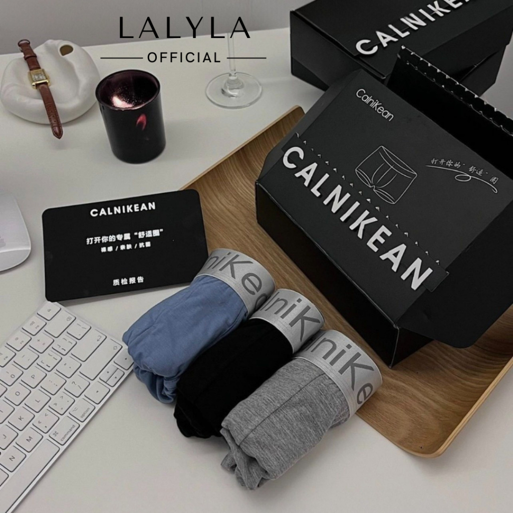 Hộp 3 quần sịp nam đùi cotton xịn, Quần Lót Nam cao cấp CALNIKEAN hàng cao cấp FULL Hộp đựng cao cấp