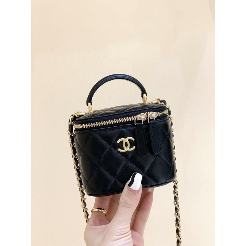 Túi đeo chéo Cha.nel vanity da mịn size 8,5x11cm fullbox