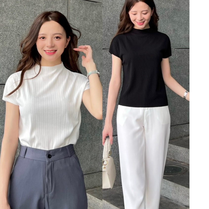 Áo thun ngắn tay cổ leo chất gân lạnh tay dơi form chuẩn đẹp bazic 6917/P11k6