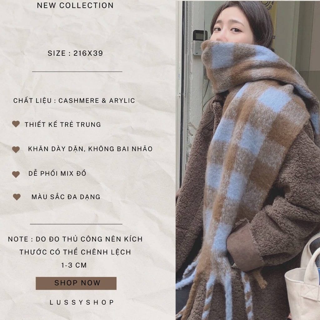 Khăn Len Choàng FEYTIY Lông Mịn Dày Dặn Bản To Hoạ Tiết Siêu Chất 2023