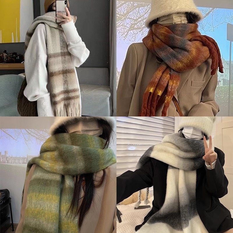 Khăn Len Choàng FEYTIY Lông Mịn Dày Dặn Bản To Hoạ Tiết Siêu Chất 2023
