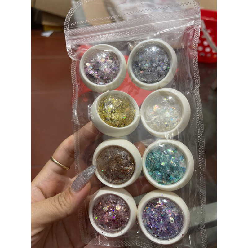 Set Nhũ Vảy Cá Làm Nail ( Set 8 hũ )
