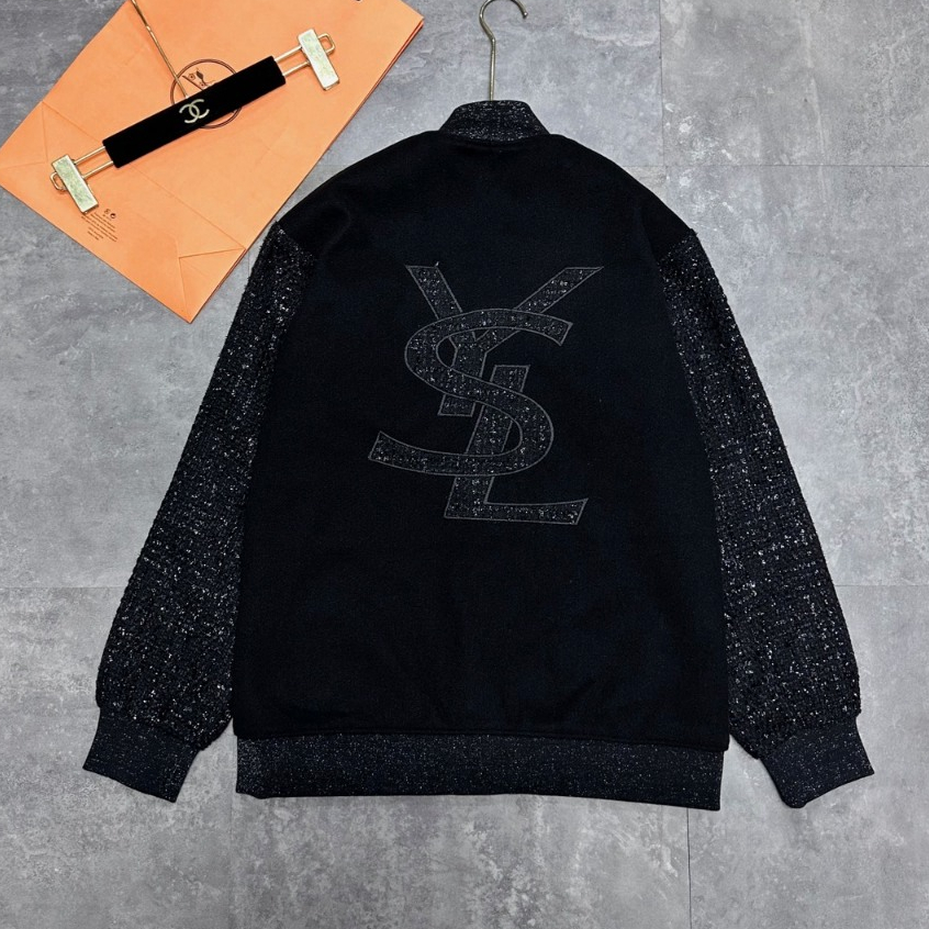 Áo khoác bomber YS.L bản thân dạ phối tay kim tuyến_Áo bomber nam nữ bản hoàn thiện hot neww