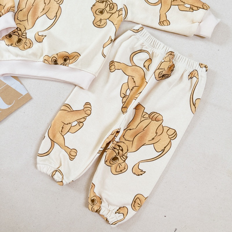 Bộ nỉ hoạ tiết sư tử za.ra cho bé trai bé gái size từ 12-24 cân