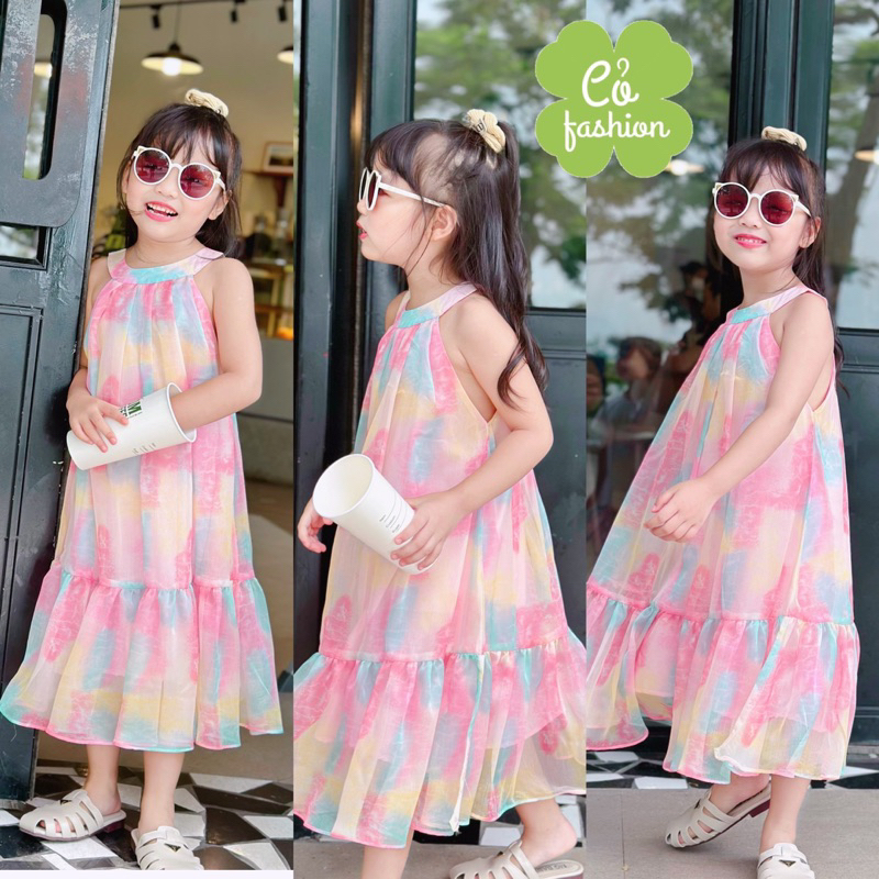 Váy tơ loang maxi cho bé siêu mềm nhẹ, siêu mát và bồng bềnh cho bé 1-10 tuổi